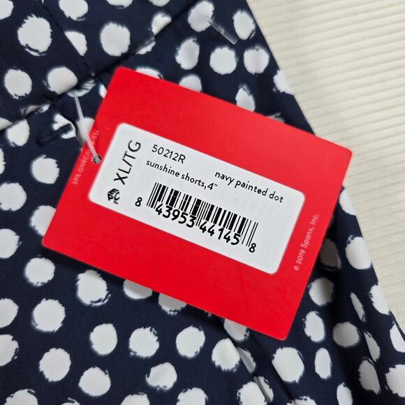 NWT SPANX Sunshine 4" Shorts in Navy Painted Polka-dot Women's Size XL - Picture 4 of 8